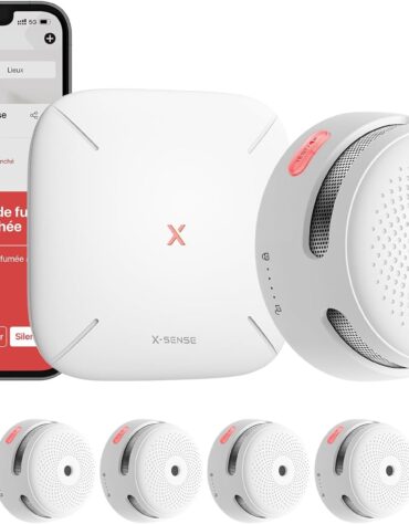 Sistema X-Sense Detector de Humo Smart XS01-M con estación Base SBS50, Detector de Humo inalámbrico con WiFi, 6 detectores.